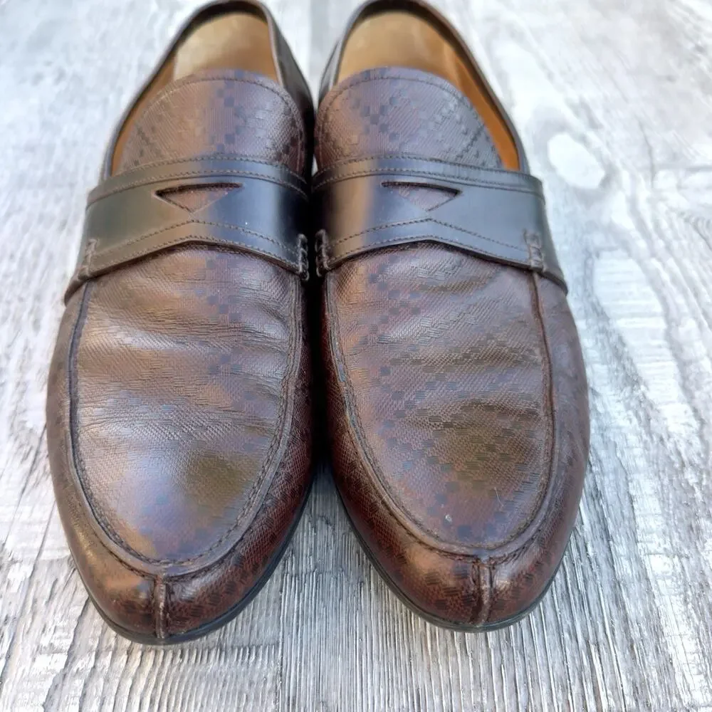 Gucci Hilary Lux Diamante Leather Loafer Mens Shoes 245583 Brown IT 9.5 US 10.5
